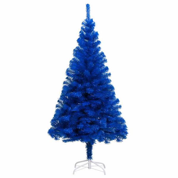 vidaXL Kunstkerstboom met verlichting en kerstballen 180 cm PVC blauw