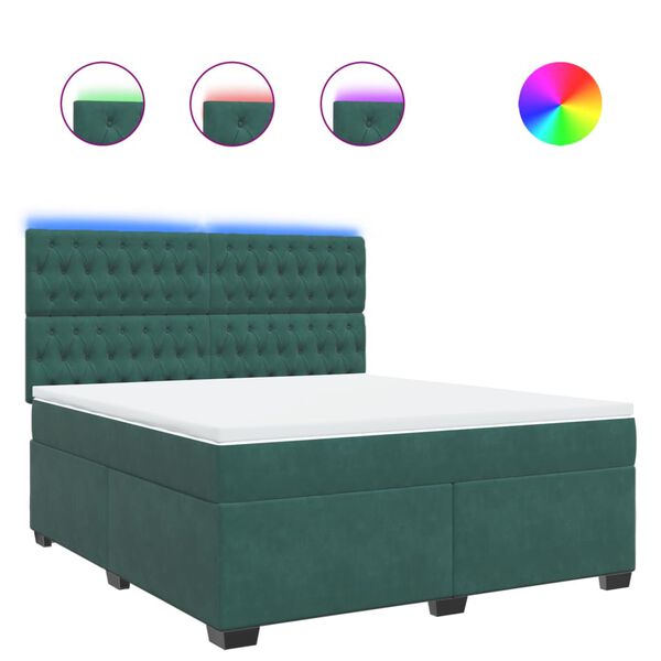 vidaXL Boxspring met matras fluweel donkergroen 180x200 cm