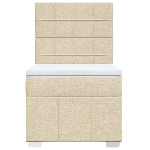 vidaXL Boxspring met matras stof cr&egrave;mekleurig 90x200 cm