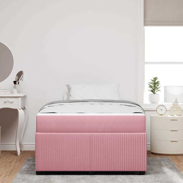 vidaXL Bedframe met matras met matras Roze 120 x 190 cm Fluweel