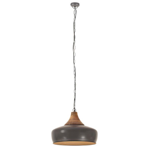 vidaXL Hanglamp industrieel E27 35 cm ijzer en massief hout grijs
