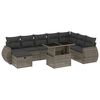 vidaXL 9-delige Loungeset met kussens poly rattan grijs