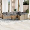 vidaXL 10-delige Loungeset met kussens poly rattan beige
