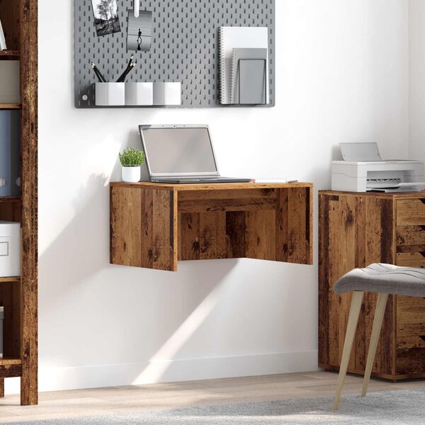 vidaXL Aan de muur bevestigd bureau Oud Hout 60 x 45 x 30 cm