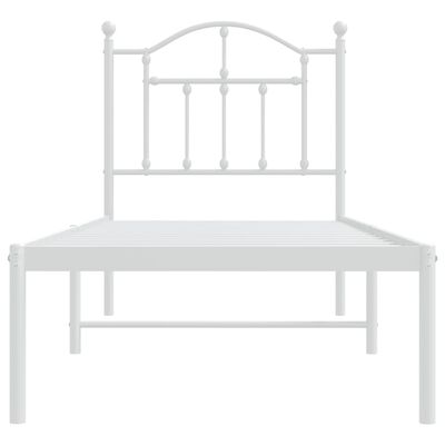 vidaXL Bedframe met hoofdbord zonder matras metaal wit 75x190 cm