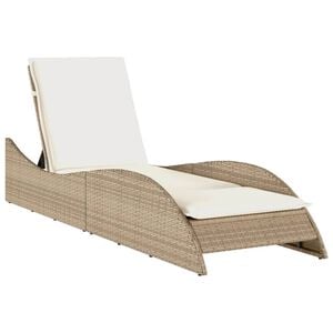 vidaXL Ligbed met kussen 60x205x73 cm poly rattan beige