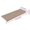 vidaXL Trapmatten zelfklevend 15 st sisal-look 65x21x4 cm lichtbeige