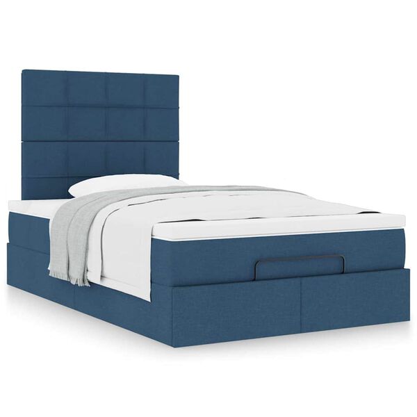 vidaXL Ottoman bed met matras 120x200cm stof blauw