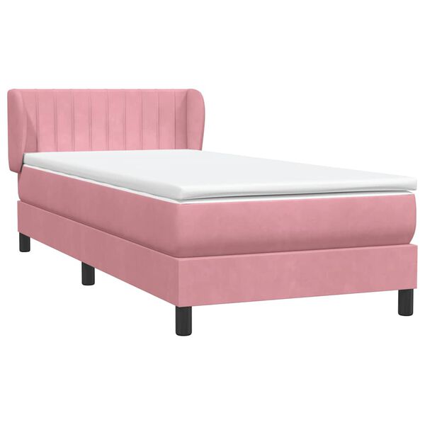 vidaXL Boxspring met matras fluweel roze 80x210 cm