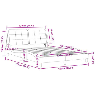 vidaXL Bedframe met LED-verlichting kunstleer wit 120x200 cm