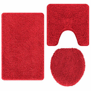 vidaXL Antislip Badmat Set 3 st Rood 50 x 80 cm PP