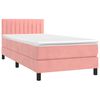 vidaXL Boxspring met matras en LED fluweel roze 90x200 cm