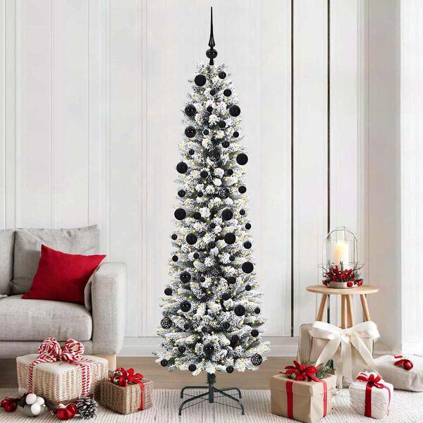 vidaXL Kunstkerstboom met 300 LED Wit 210 cm PVC en Metaal en Plastic