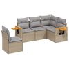 vidaXL 5-delige Loungeset met kussens poly rattan beige