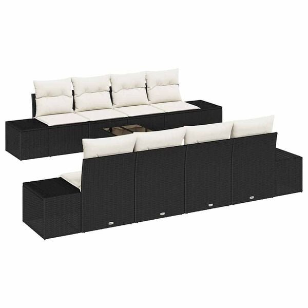vidaXL Tuin Sofa Set met kussen 8 pcs Zwart en Cr&egrave;me poly rattan