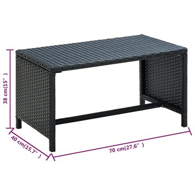 vidaXL 4-delige Loungeset met kussens poly rattan zwart