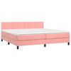 vidaXL Boxspring met matras en LED fluweel roze 200x200 cm