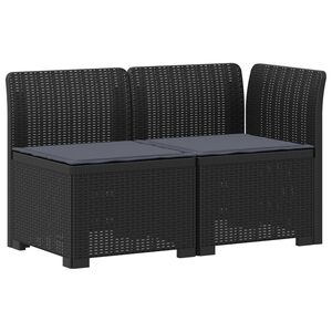 vidaXL Tweedelige Tuinbank met Kussens Rattan Look PP Antraciet