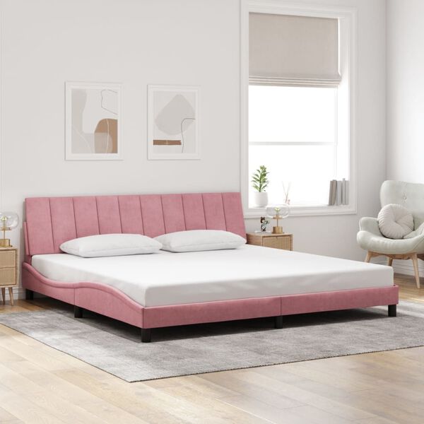 vidaXL Bedframe zonder matras "Hanko" fluweel roze 200x200 cm
