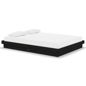 vidaXL Bedframe massief hout zwart 140x190 cm