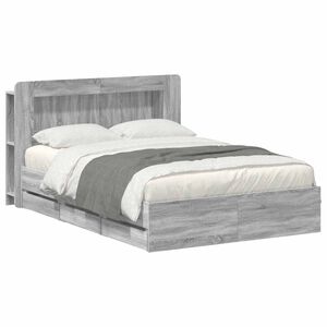 vidaXL Bedframe met opslag Grijs Sonoma 150 x 200 cm Bewerkt hout