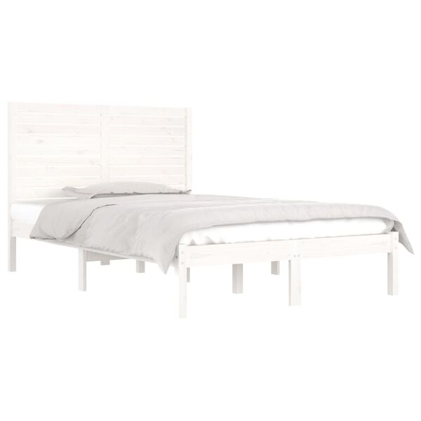 vidaXL Bedframe massief hout wit 140x190 cm