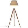 vidaXL Vloerlamp driepoot 141 cm massief teakhout honingbruin en grijs