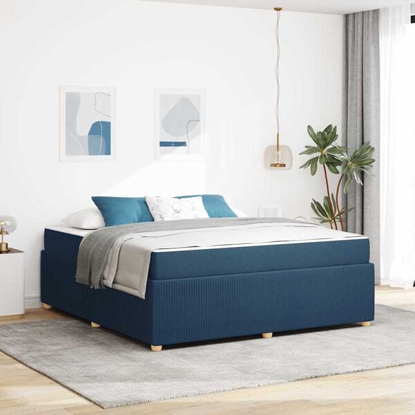 vidaXL Bedframe met matras Blauw 180 x 200 cm Stof