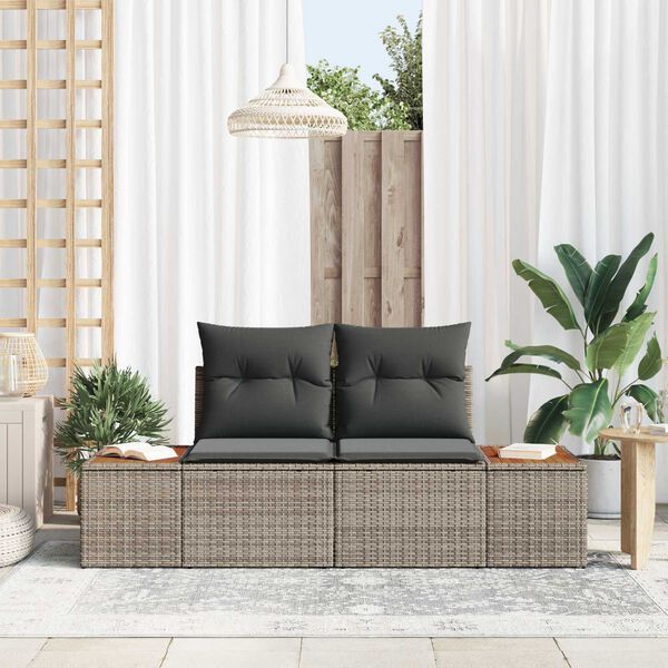 vidaXL Tuinbank Grijs 184 x 62 x 85cm poly rattan
