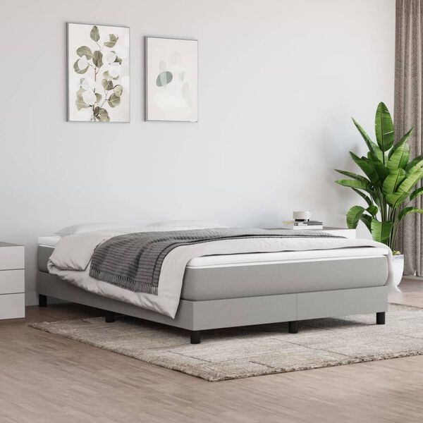 vidaXL Boxspring bed stof lichtgrijs 140x200 cm