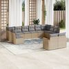 vidaXL 12-delige Loungeset met kussens poly rattan beige