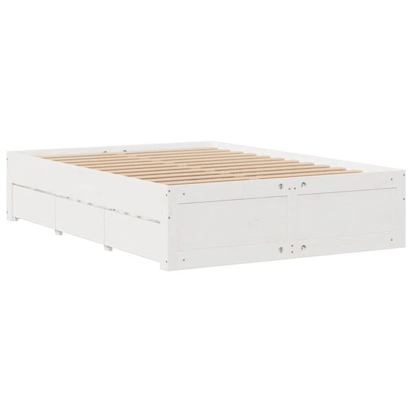 vidaXL Bedframe zonder matras met lades grenenhout wit 140x200 cm
