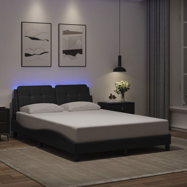 vidaXL Bedframe met LED zonder matras "Zadar" zwart 140x190 cm
