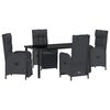 vidaXL Tuin eettafelset 5 st Zwart poly rattan