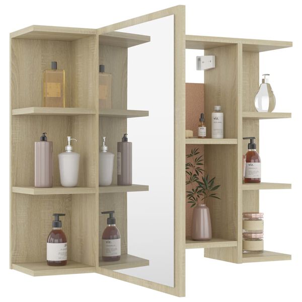 vidaXL Badkamerspiegelkast 80x20,5x64 cm bewerkt hout sonoma eiken