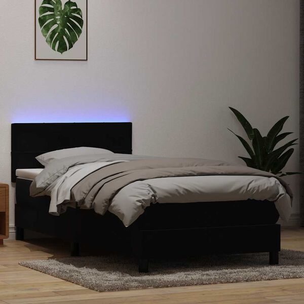 vidaXL Boxspring met matras en LED fluweel zwart 100x220 cm