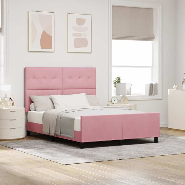 vidaXL Boxspringbed met hoofdeinde Roze 140 x 190 cm Fluweel