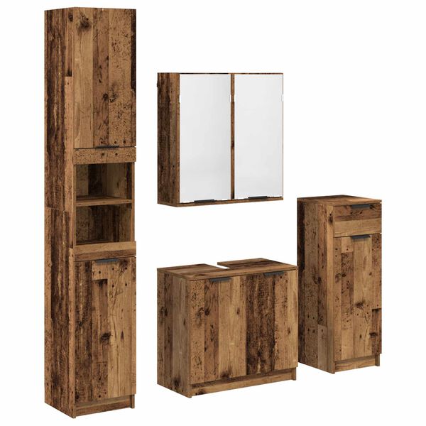 vidaXL Badkamermeubelset met lade met plank 4 pcs Oudhout Bewerkt hout