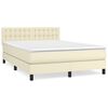 vidaXL Boxspring met matras kunstleer cr&egrave;mekleurig 140x200 cm