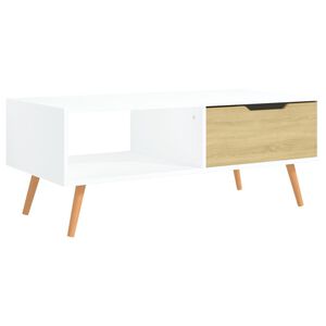 vidaXL Salontafel 100x49,5x43 cm bewerkt hout wit en sonoma eikenkleur