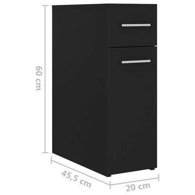 vidaXL Apothekerskast 20x45,5x60 cm spaanplaat zwart
