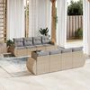 vidaXL 9-delige Loungeset met kussens poly rattan beige