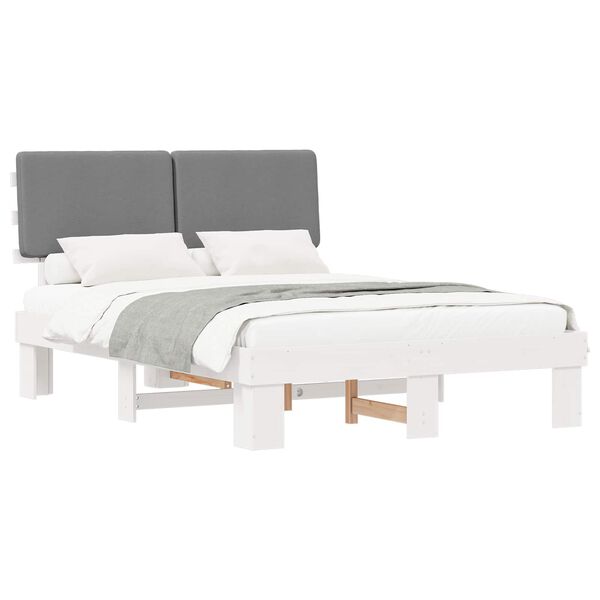 vidaXL Bedframe met Gevoerd Hoofdgedeelte Lichtgrijs 120 x 190 cm