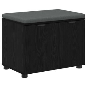 vidaXL Halbank met kussen met plank Zwarte Eik 60 x 38 x 46 cm