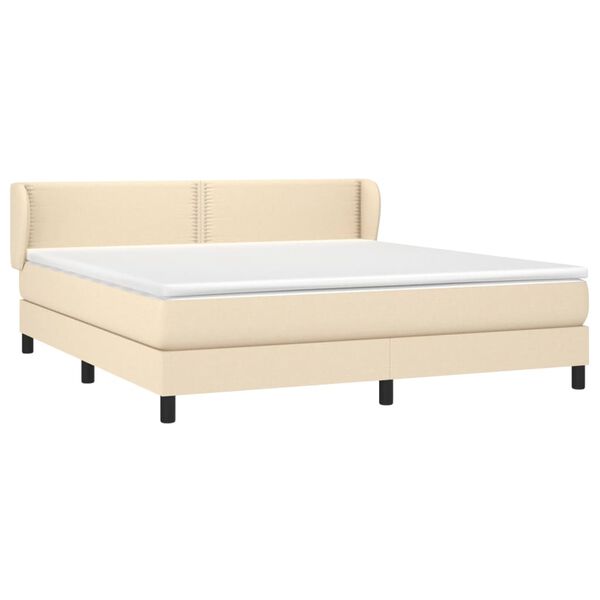 vidaXL Boxspring met matras stof cr&egrave;mekleurig 180x200 cm