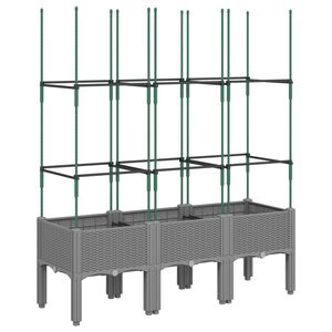 vidaXL Plantenbak met latwerk 120x40x142,5 cm polypropeen lichtgrijs