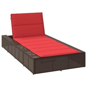 vidaXL Ligbed met zwevend kussen poly rattan bruin