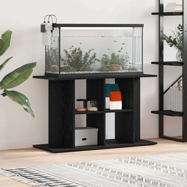 vidaXL Aquariumstandaard Zwart Eiken 100x40x60 cm Bewerkt Hout