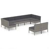 vidaXL 9-delige Loungeset met kussens poly rattan grijs