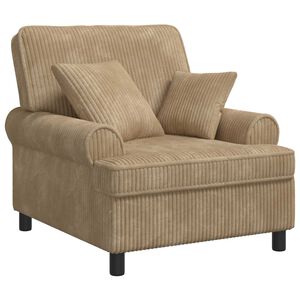 vidaXL XL fauteuil met kussens Taupe 1,5 Lijnen Stof